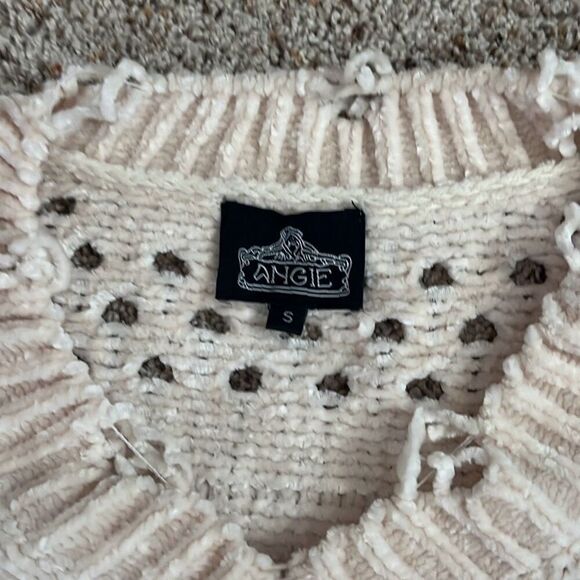 Angie Holey Knit Cropped Chenille Sweater Small - Picture 3 of 6